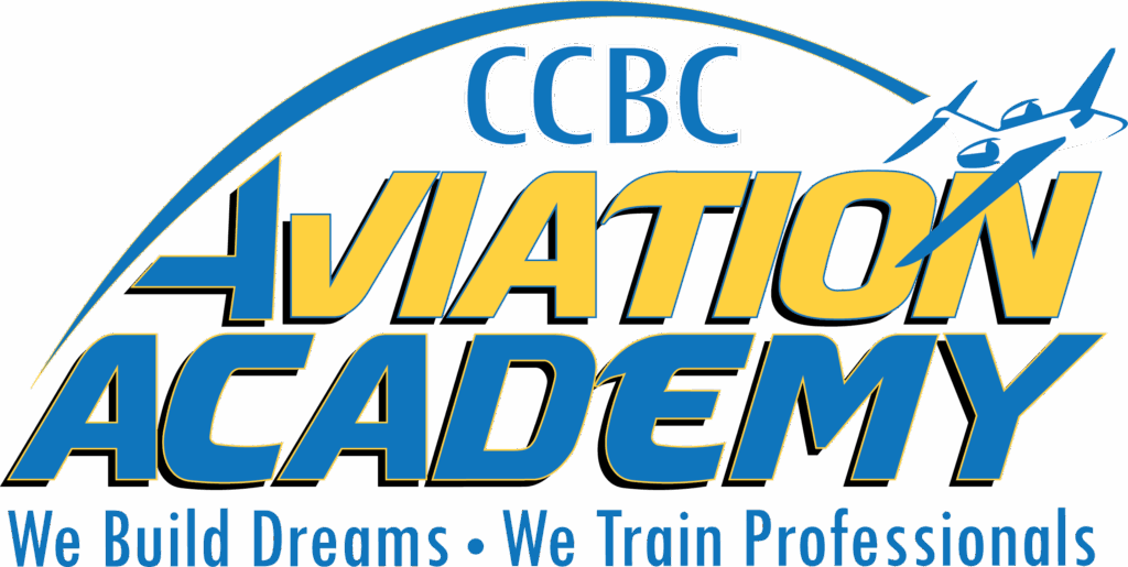 A logo of ccbc aviation academy - we build dreams - we train professionals