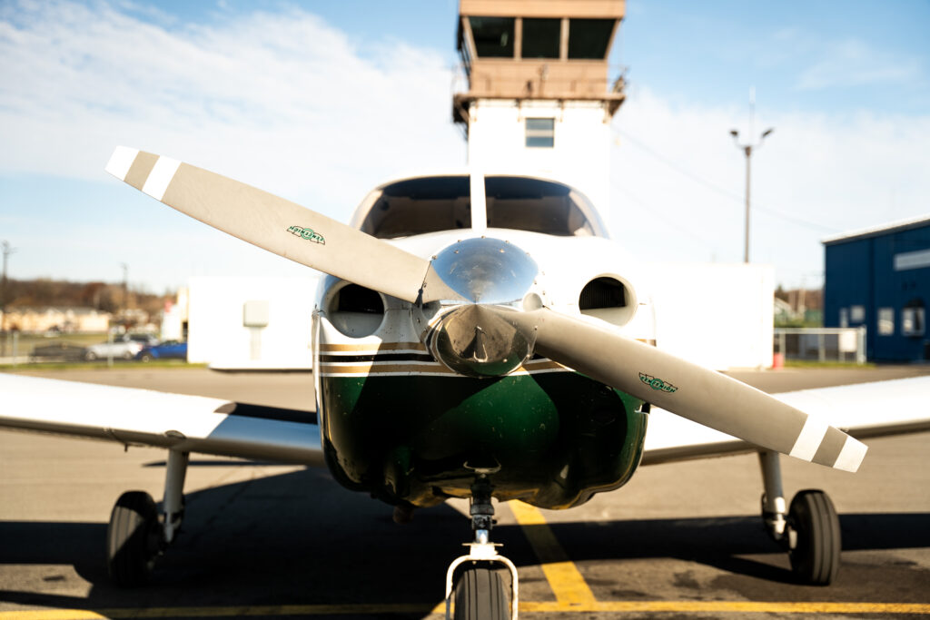 Background image of the front of a plane for aviation
