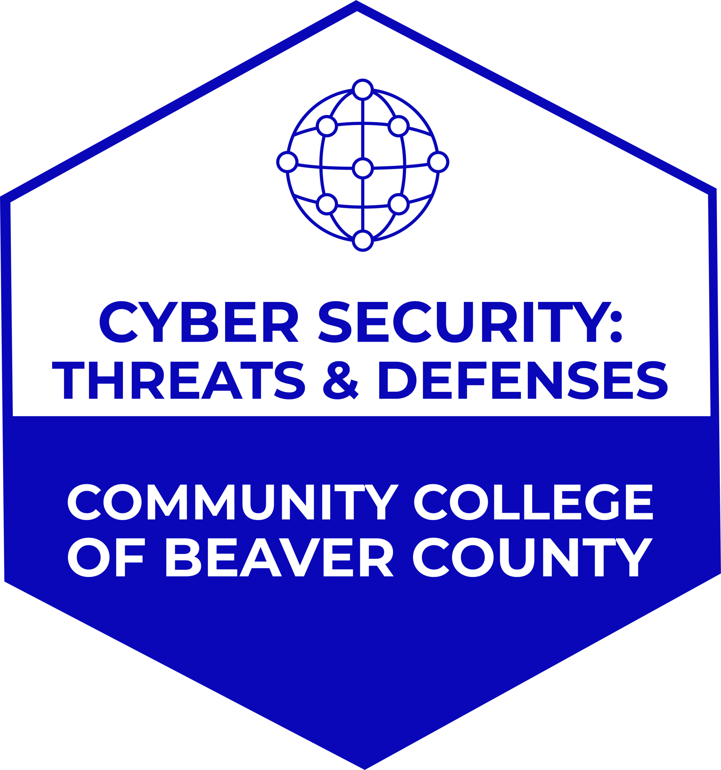 A blue logo of Community College of Beaver County Cyber Security Threats and Defenses