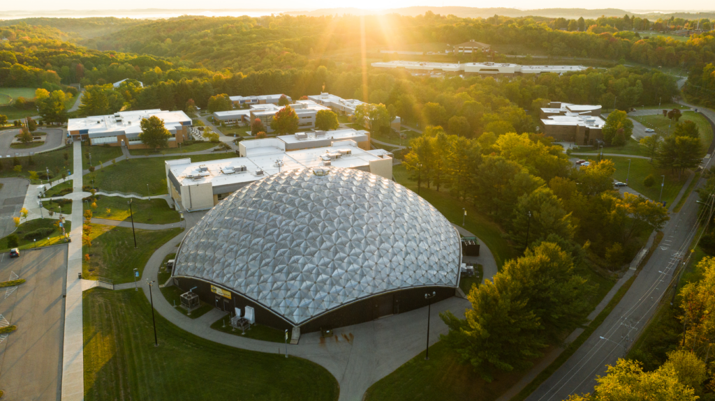 Background image of an overhead image of the ccbc dome