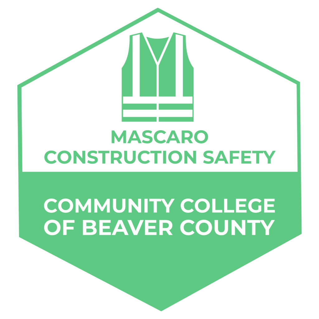 A green logo of Community College of Beaver County Safety Management Badge